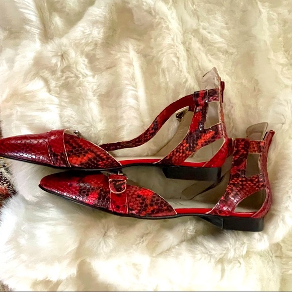 Summit Red Ankle Strap Flats, Size 41 - Picture 3 of 4